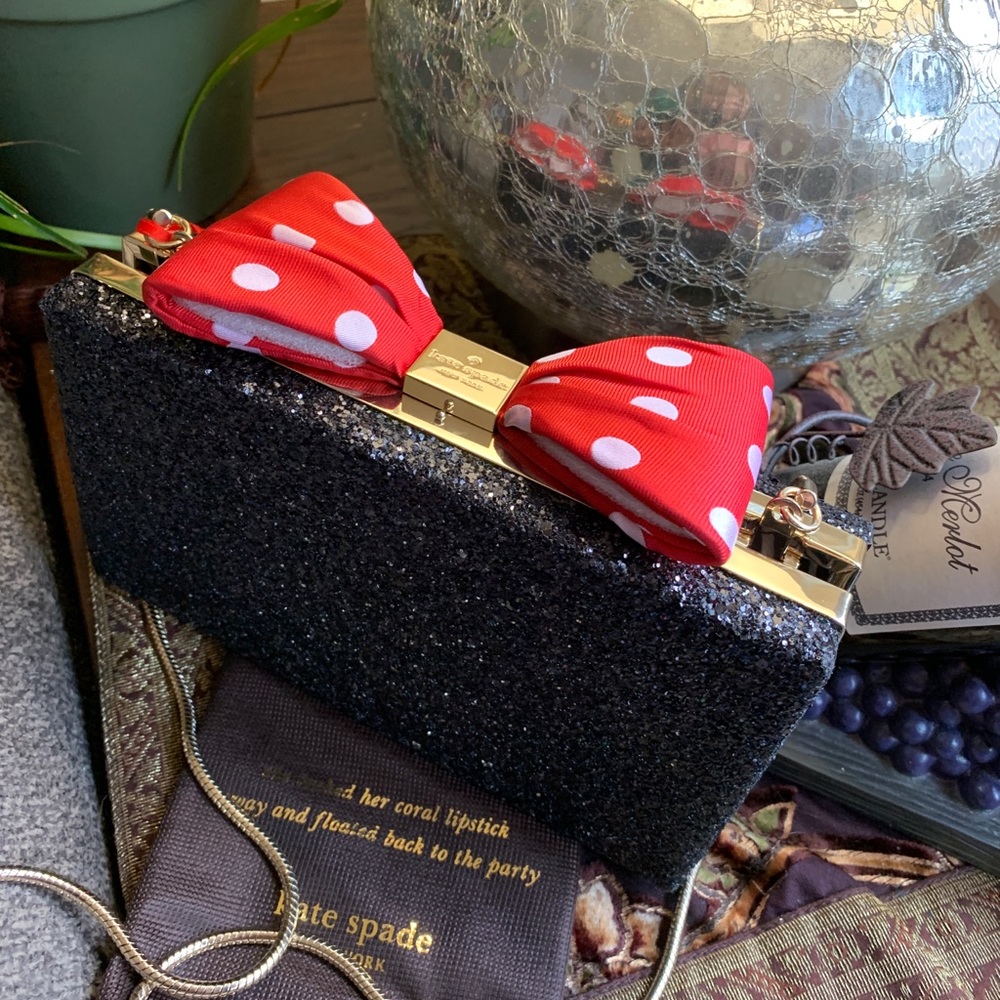 RARE🔥Authentic KATE SPADE Minnie Mousse glitter box Crosby - Picture 2 of 16